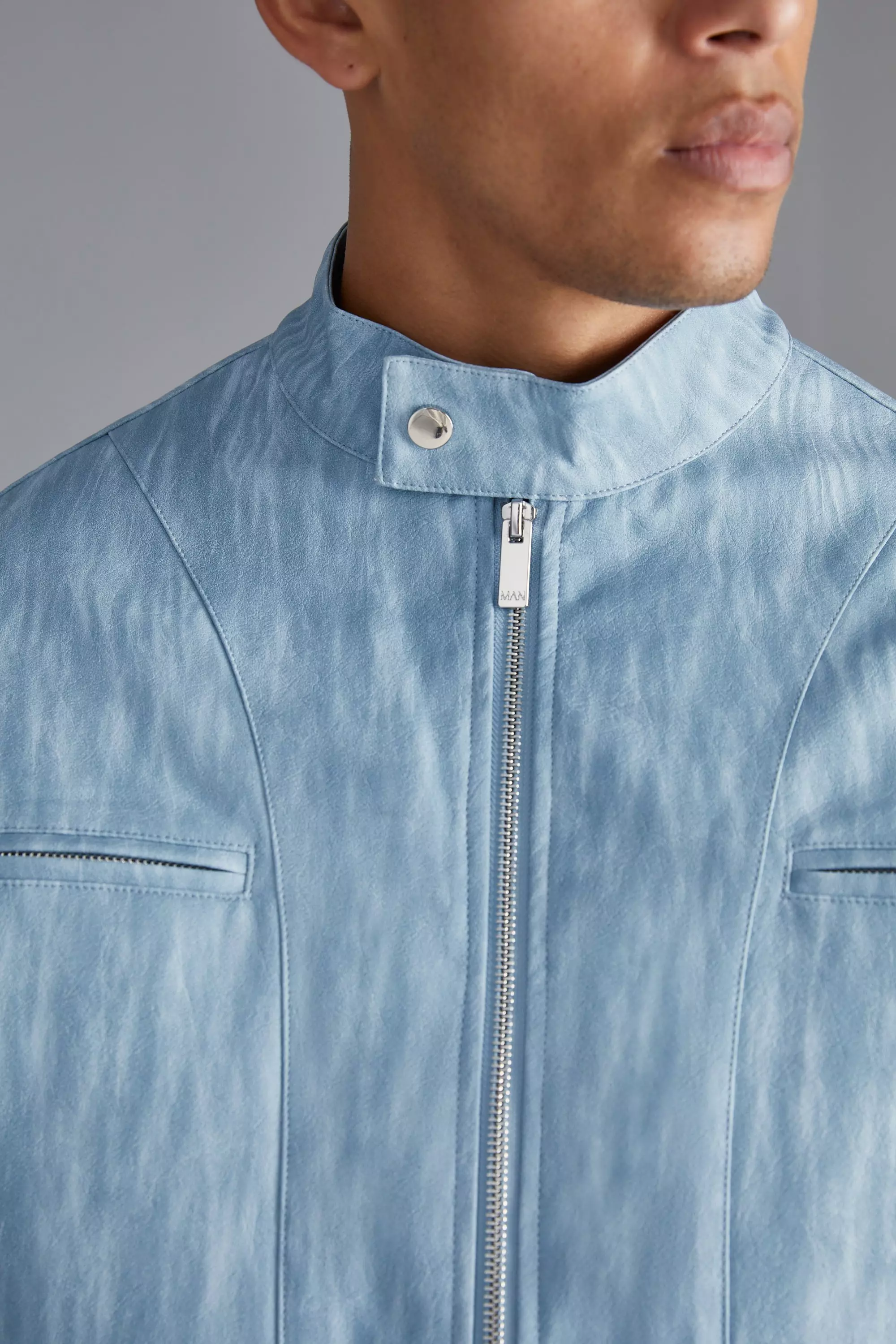 Light blue clearance suede jacket